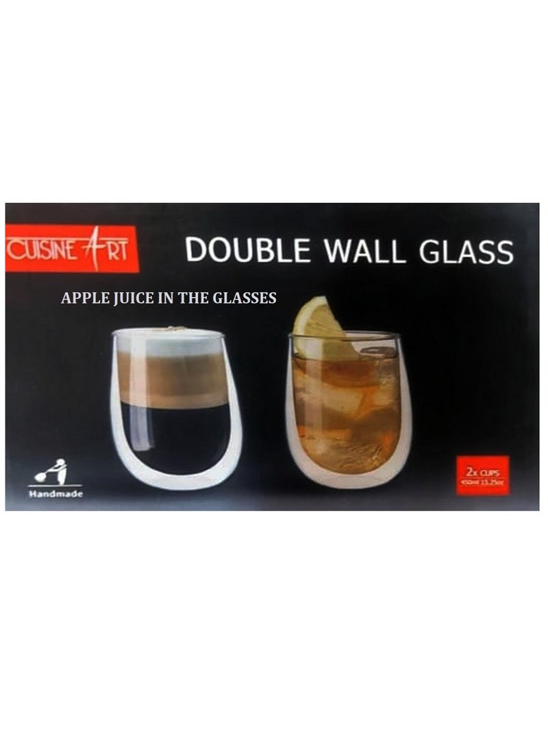 Cuisine Art Double Wall Glass Cup 2Pcs 450Ml